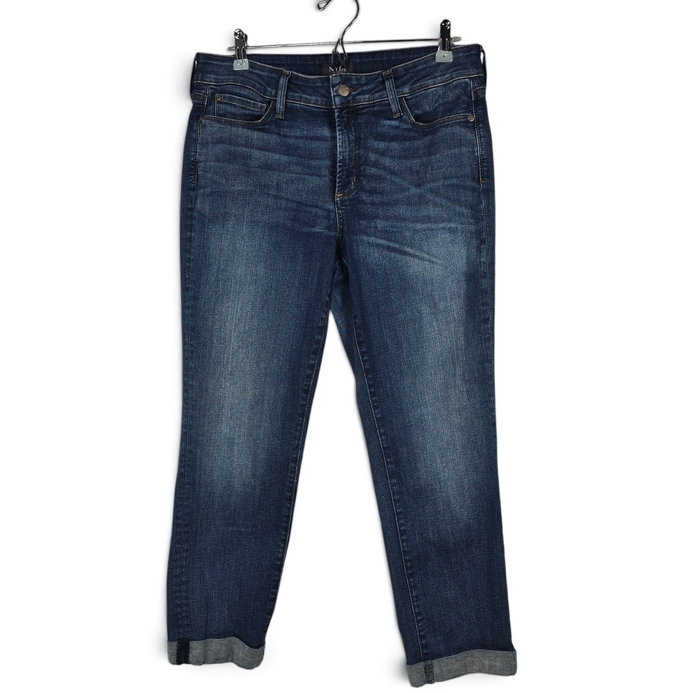 NYDJ Jeans Women Size 8 Jessica Relaxed Boyfriend‎ Blue Lift Tuck Dark Wash EUC